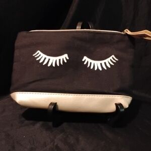 Ipsy Black and White Cosmetic Bag with Eyelash Design